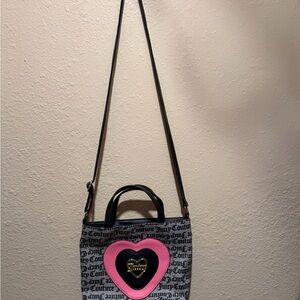 Juicy Couture Black & Pink Heart Logo Crossbody Bag